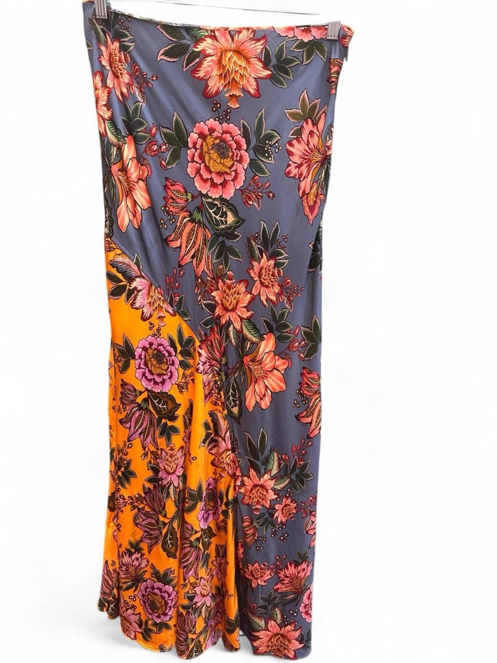 Farm Rio Blue Orange Floral Maxi Skirt Size M